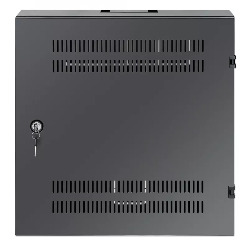 Intellinet Armario de montaje en pared de 19 pulgadas Low-Profile con 4U de raíles horizontales y 2U verticales, carcasa delgada y que ahorra espacio con solo 170 mm de profundidad, ideal para aplicaciones AV, multimedia y de vigilancia, montado, Negro RAL 7021