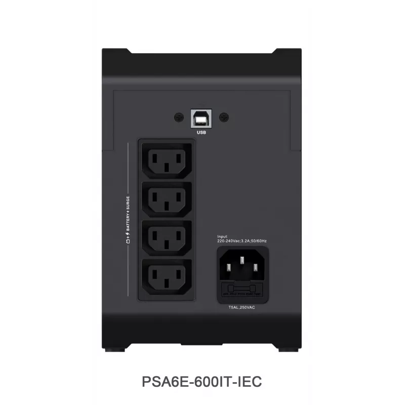 Vertiv PowerUPS 200 Essential PSA6E-600IT-IEC, 600VA/315W, line-interactive, 0,6 kVA, 315 W, senoidal, 140 V, 290 V