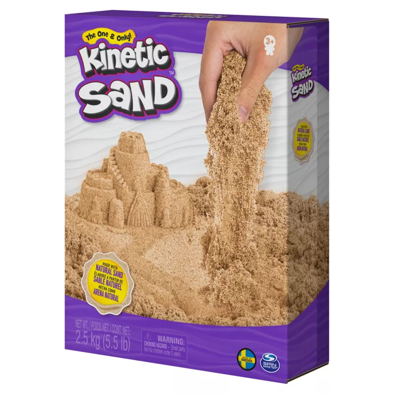 Kinetic Sand, 5,5 lbs (2,5 kg) arena de juego marrón natural para manualidades, arenero, Amazon Exclusive (el envase puede variar), juguetes sensoriales moldeables, a partir de 3 años