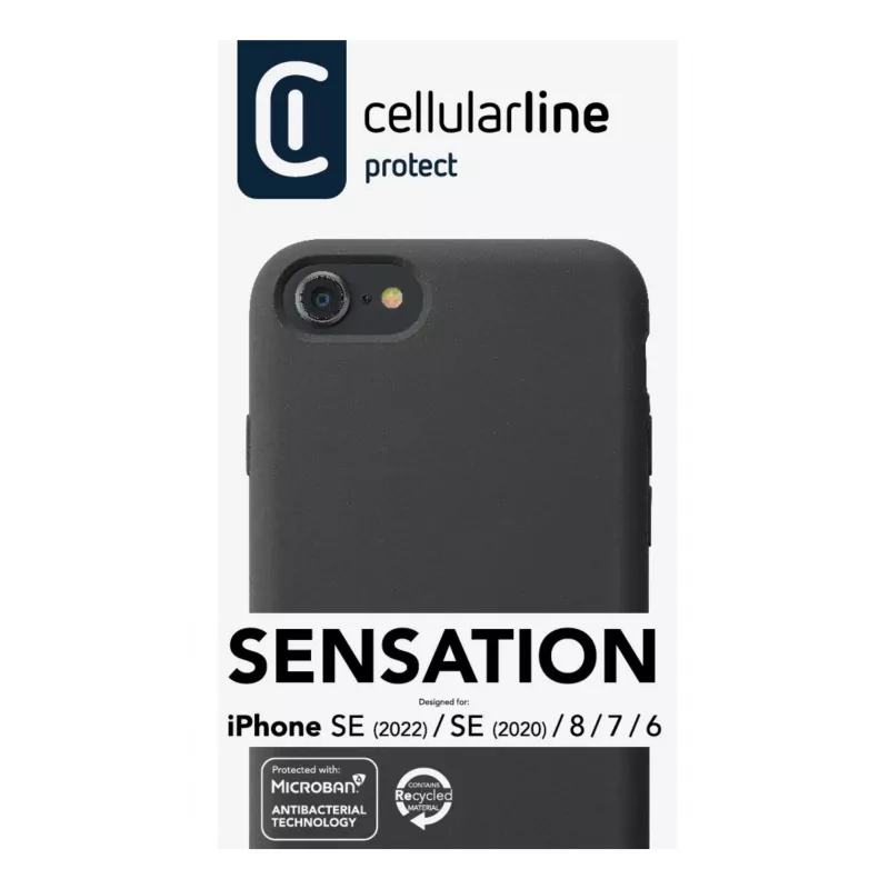 Cellularline Sensation - Funda de silicona soft-touch para iPhone SE (2022)/SE (2020)/8/7/6