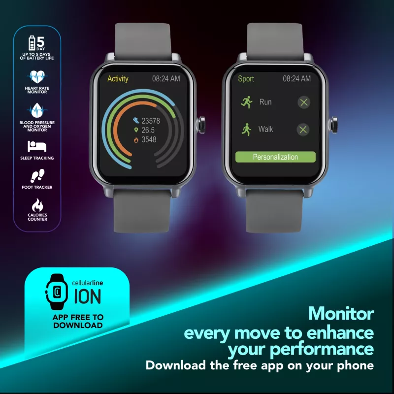 Smartwatch Cellularline ION Bluetooth® con app, LED, 91 g