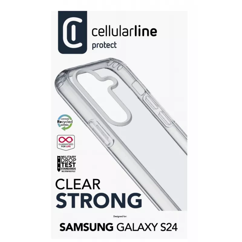Cellularline Clear Protect – Funda rígida para Galaxy S24 con bordes de goma