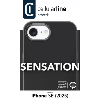 Cellularline Sensation - Funda de silicona soft-touch para iPhone 16e/17e con tecnología antibacteriana Microban® integrada