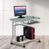 Techly Mesa de PC compacta de metal y cristal con ruedas ICA-TB 3791A
