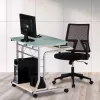 Techly Mesa de PC compacta de metal y cristal con ruedas ICA-TB 3791A