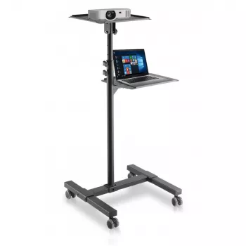 Techly ICA-TB TPM-10 carro de proyector y portátil ajustable en altura con bandeja, negro