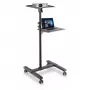Techly ICA-TB TPM-10 carro regulable en altura para proyector y portátil con estante, negro