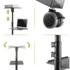 Techly ICA-TB TPM-10 carro regulable en altura para proyector y portátil con estante, negro