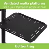 Techly ICA-TB TPM-10 carro regulable en altura para proyector y portátil con estante, negro