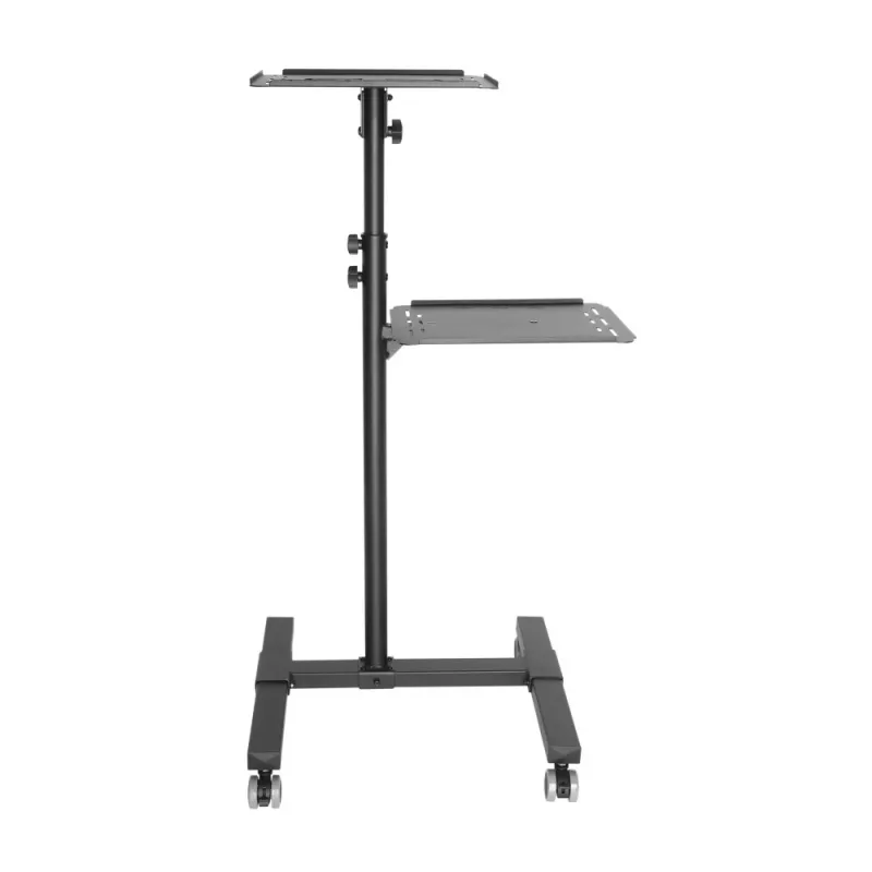 Techly ICA-TB TPM-10 carro regulable en altura para proyector y portátil con estante, negro