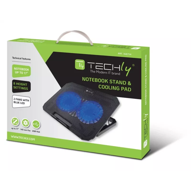 Techly ICOOL-CP11TY soporte para portátil negro 43,2 cm (17