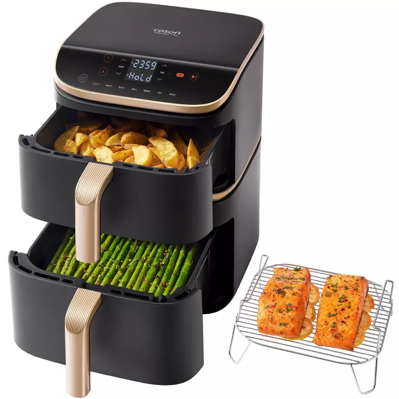 Cosori Turbo Tower Pro Smart freidora de aire vertical individual 10,8 L 2630 W negra, dorada