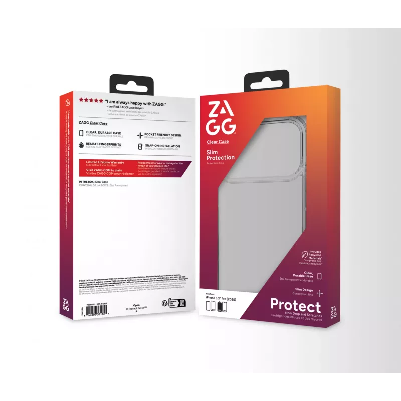 ZAGG Clear Case para Apple iPhone 17 Pro, funda, Apple, iPhone 17 Pro, 16 cm (6.3