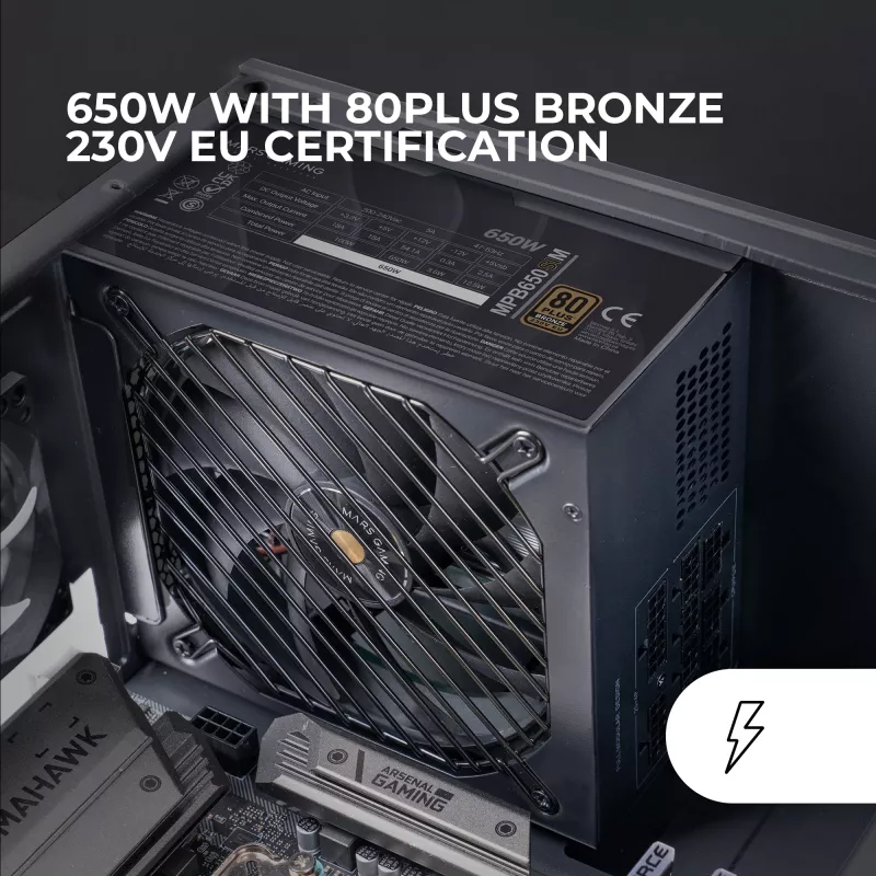 Mars Gaming MPB650SIM Fuente de alimentación 650 W 24-pin ATX ATX Negra