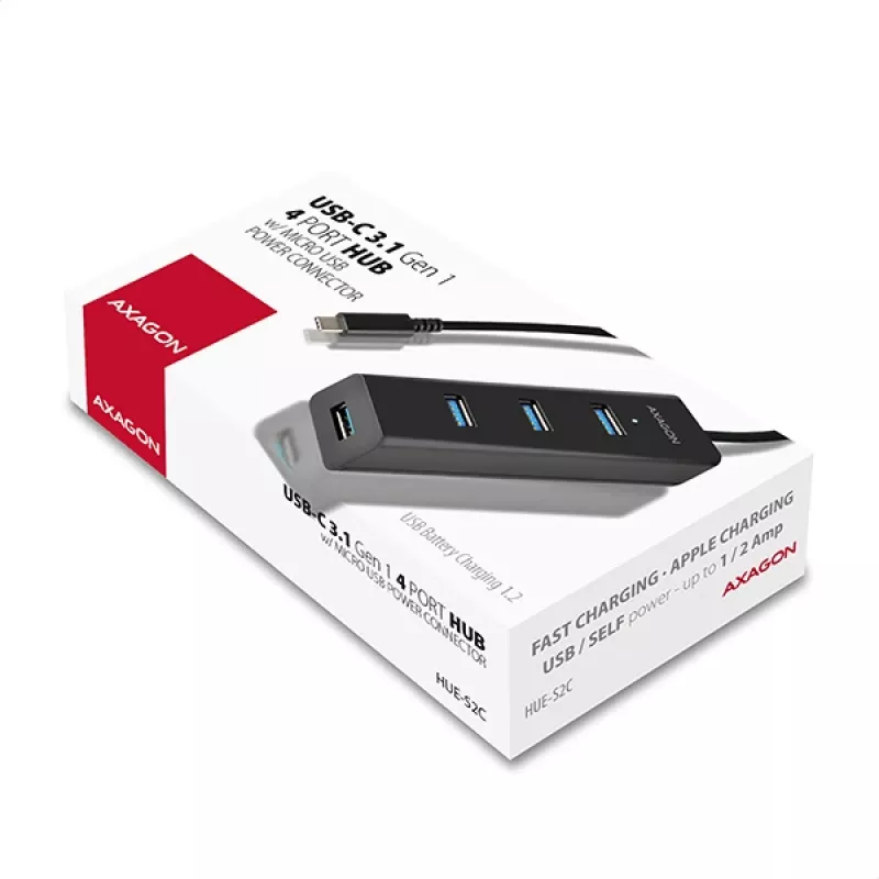 Hub de interfaces Axagon HUE-S2C USB 3.2 Gen 1 (3.1 Gen 1) Type-A 5000 Mbit/s negro