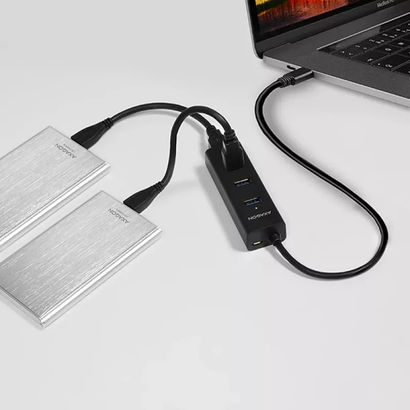 Hub de interfaces Axagon HUE-S2C USB 3.2 Gen 1 (3.1 Gen 1) Type-A 5000 Mbit/s negro