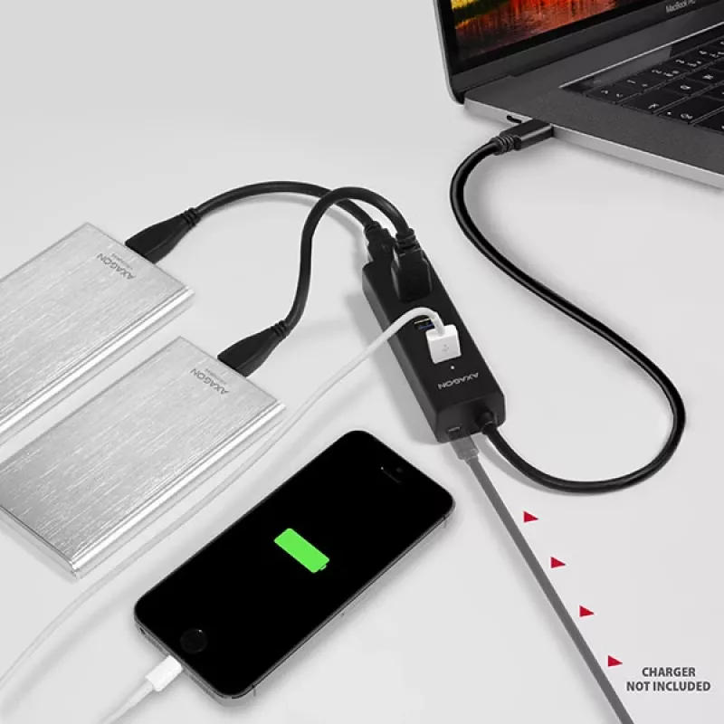 Hub de interfaces Axagon HUE-S2C USB 3.2 Gen 1 (3.1 Gen 1) Type-A 5000 Mbit/s negro