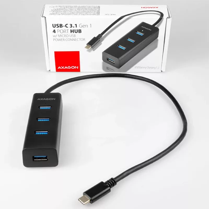 Hub de interfaces Axagon HUE-S2C USB 3.2 Gen 1 (3.1 Gen 1) Type-A 5000 Mbit/s negro