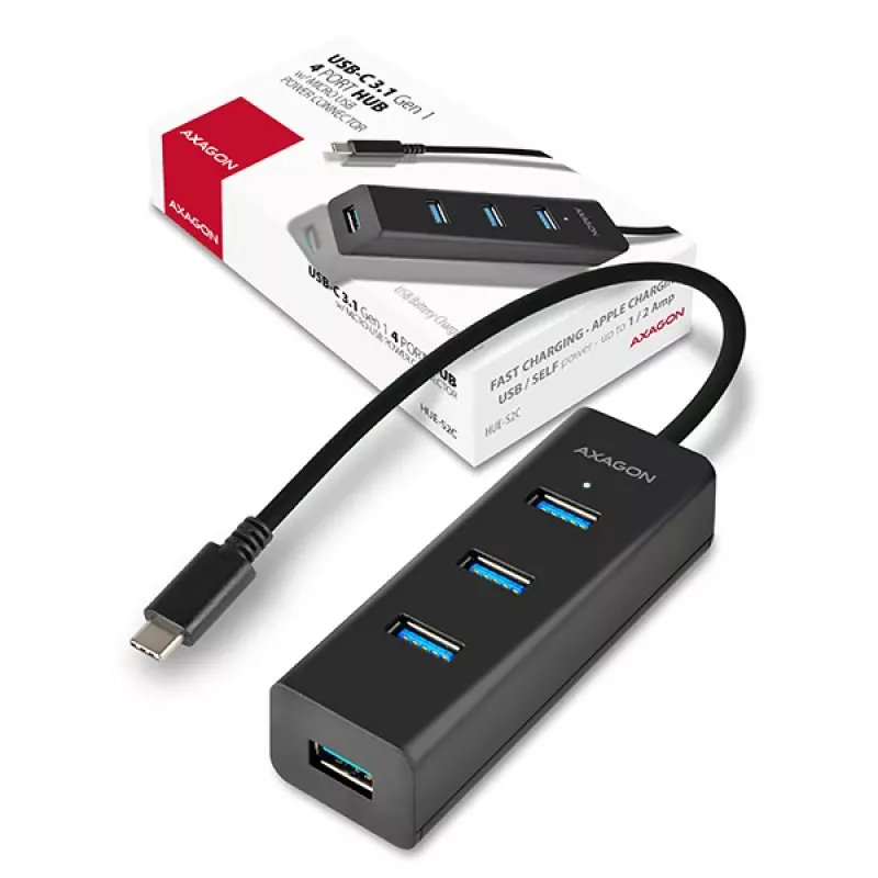 Hub de interfaces Axagon HUE-S2C USB 3.2 Gen 1 (3.1 Gen 1) Type-A 5000 Mbit/s negro