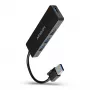 Hub USB SuperSpeed delgado Axagon, USB 3.2 Gen 1 (3.1 Gen 1) Type-A, USB 3.2 Gen 1 (3.1 Gen 1) Type-A, 5000 Mbit/s, negro, plástico, 0,14 m
