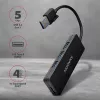 Hub USB SuperSpeed delgado Axagon, USB 3.2 Gen 1 (3.1 Gen 1) Type-A, USB 3.2 Gen 1 (3.1 Gen 1) Type-A, 5000 Mbit/s, negro, plástico, 0,14 m
