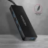 Hub USB SuperSpeed delgado Axagon, USB 3.2 Gen 1 (3.1 Gen 1) Type-A, USB 3.2 Gen 1 (3.1 Gen 1) Type-A, 5000 Mbit/s, negro, plástico, 0,14 m