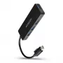 Hub USB-C SuperSpeed delgado Axagon, USB 3.2 Gen 1 (3.1 Gen 1) Type-C, USB 3.2 Gen 1 (3.1 Gen 1) Type-A, 5000 Mbit/s, negro, plástico, 0,14 m