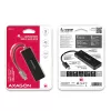 Hub USB-C SuperSpeed delgado Axagon, USB 3.2 Gen 1 (3.1 Gen 1) Type-C, USB 3.2 Gen 1 (3.1 Gen 1) Type-A, 5000 Mbit/s, negro, plástico, 0,14 m