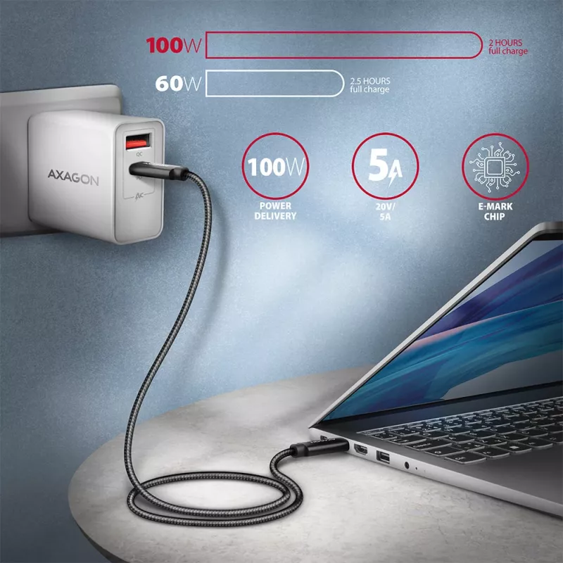 Cable USB Axagon BUCM432-CM10AB USB4 Gen 3x2 1 m USB C negro