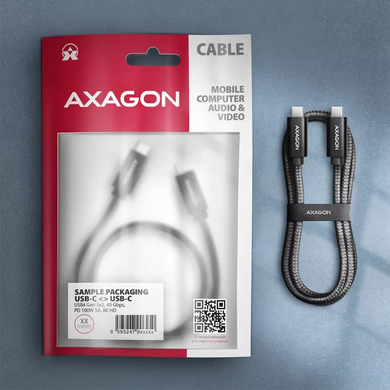 Cable USB Axagon BUCM432-CM10AB USB4 Gen 3x2 1 m USB C negro