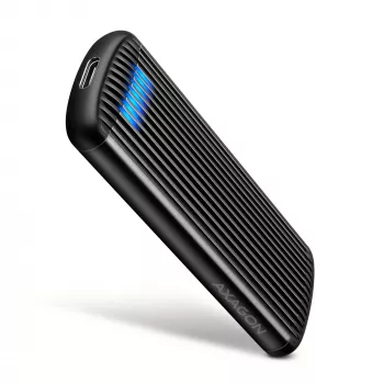 Carcasa metálica externa USB-C 10 Gbit/s sin tornillos AXAGON EEM2-SC para SSD M.2 NVMe, una bahía, gris