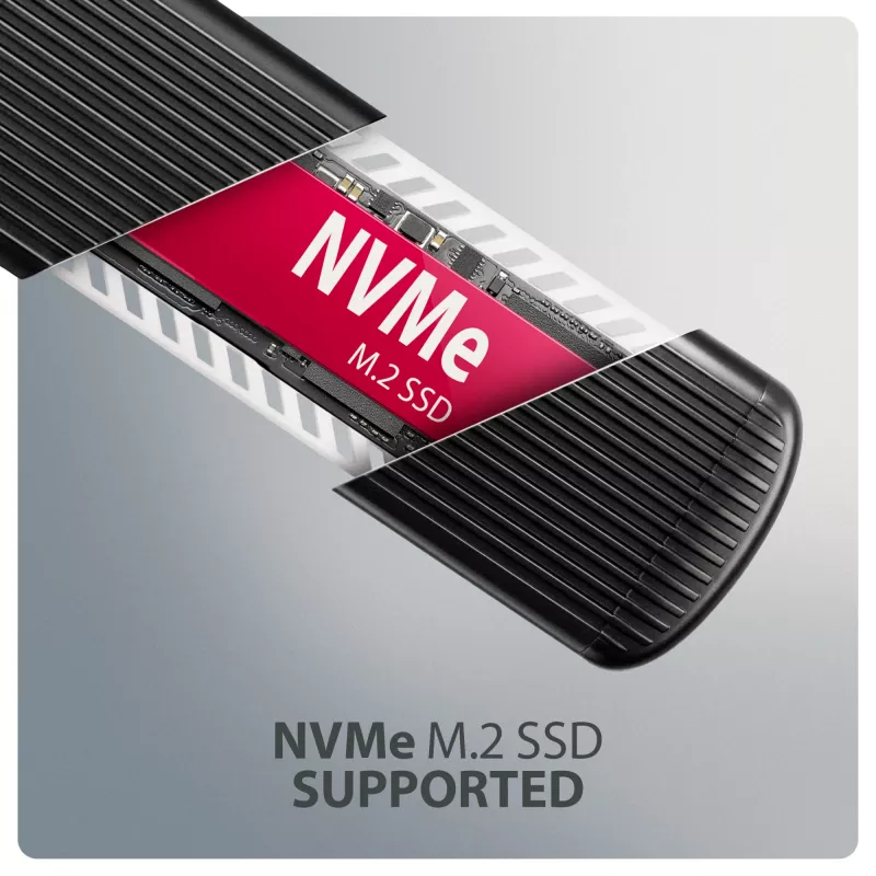 Carcasa metálica externa USB-C 10 Gbit/s sin tornillos AXAGON EEM2-SC para SSD M.2 NVMe, una bahía, gris