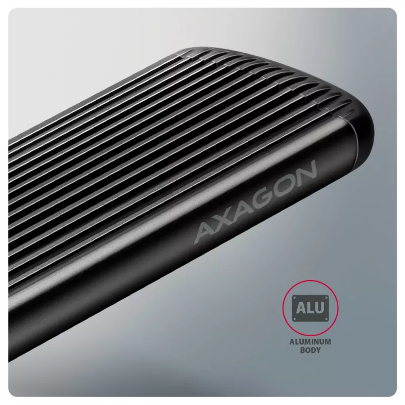 Carcasa metálica externa USB-C 10 Gbit/s sin tornillos AXAGON EEM2-SC para SSD M.2 NVMe, una bahía, gris
