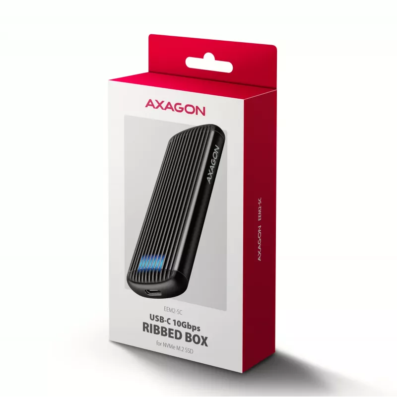 Carcasa metálica externa USB-C 10 Gbit/s sin tornillos AXAGON EEM2-SC para SSD M.2 NVMe, una bahía, gris