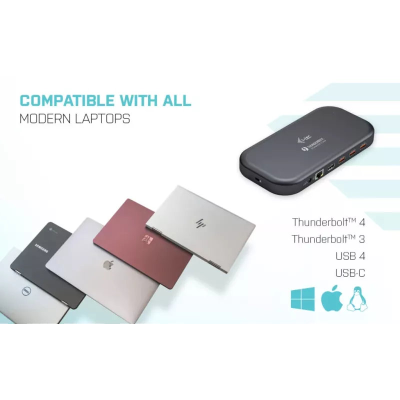 i-tec Thunderbolt 3/USB-C estación de acoplamiento Dual-4K + cable USB-C a DisplayPort (1,5 m) + fuente de alimentación 60 W