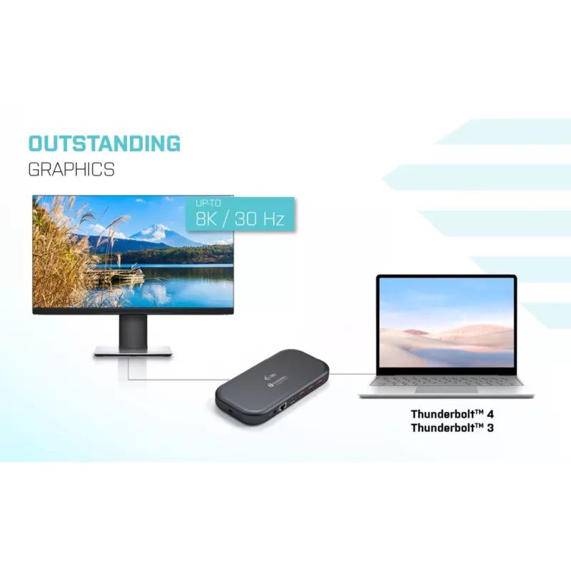 i-tec Thunderbolt 3/USB-C estación de acoplamiento Dual-4K + cable USB-C a DisplayPort (1,5 m) + fuente de alimentación 60 W