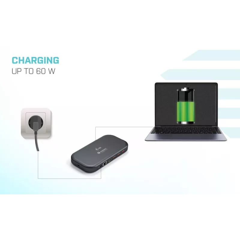 i-tec Thunderbolt 3/USB-C estación de acoplamiento Dual-4K + cable USB-C a DisplayPort (1,5 m) + fuente de alimentación 60 W