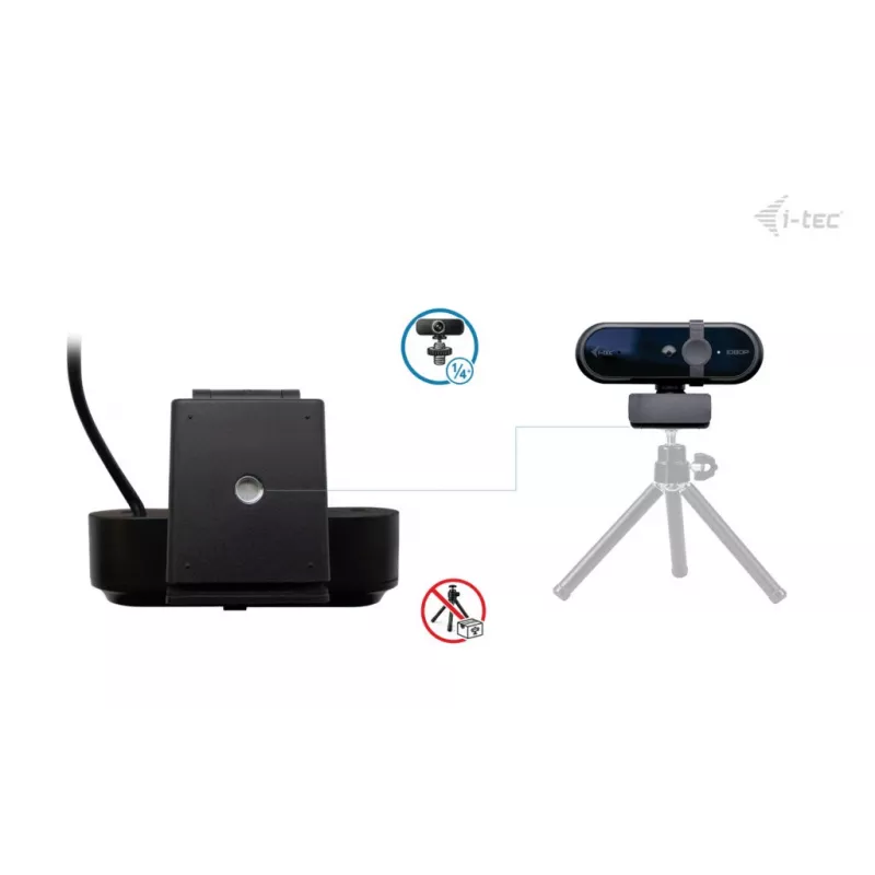Webcam ITEC SOLOMON 100 1080p, 2 MP, Full HD 1920×1080, USB, soporte con clip, negro