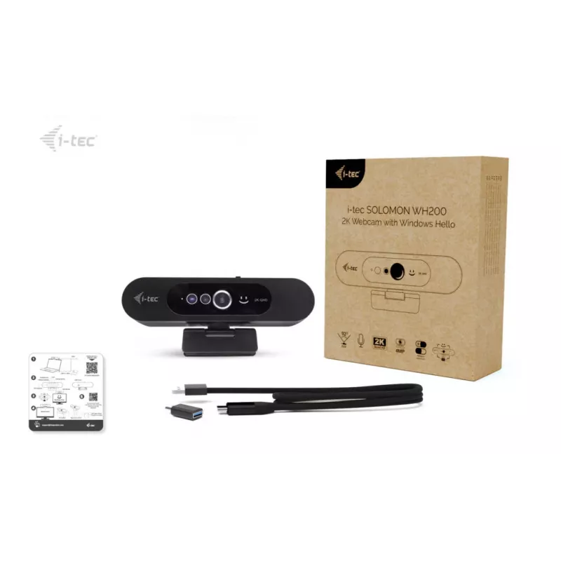 i-tec SOLOMON WH200 webcam 2K Windows Hello, 4 MP, 2560 x 1440 píxeles, 2K Ultra HD, 60 fps, 1920x1080@30fps, 1280x720@30fps, 2560x1440@30fps, Auto