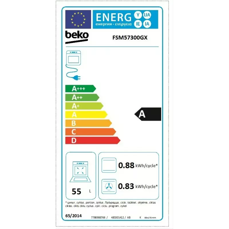Cocina independiente BEKO FSM57300GX — placa vitrocerámica 4 zonas, horno eléctrico, acero inoxidable, 50 cm