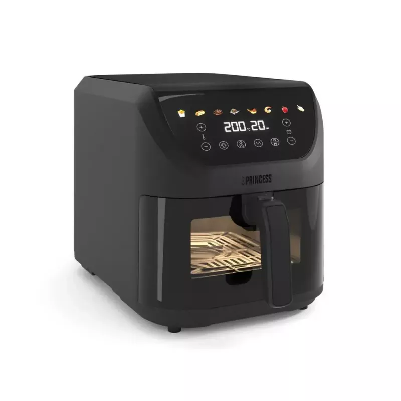 Freidora de aire Princess 182476 Single 8 l, 2000 W, control táctil, negra, mín. 80 °C