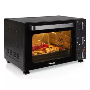 Horno compacto de sobremesa Tristar OV-3627 — 27 L, 1500 W, negro, mandos giratorios