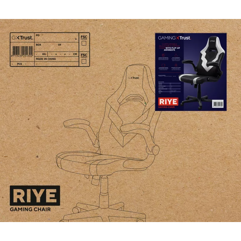 Silla gaming universal Trust GXT 703W RIYE negra blanca 140 kg