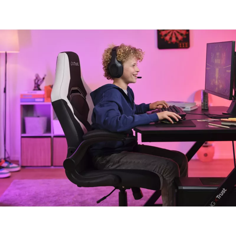Silla gaming universal Trust GXT 703W RIYE negra blanca 140 kg
