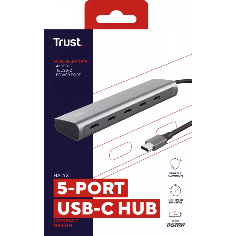Trust Halyx USB 3.2 Gen 1 (3.1 Gen 1) Type-C plata