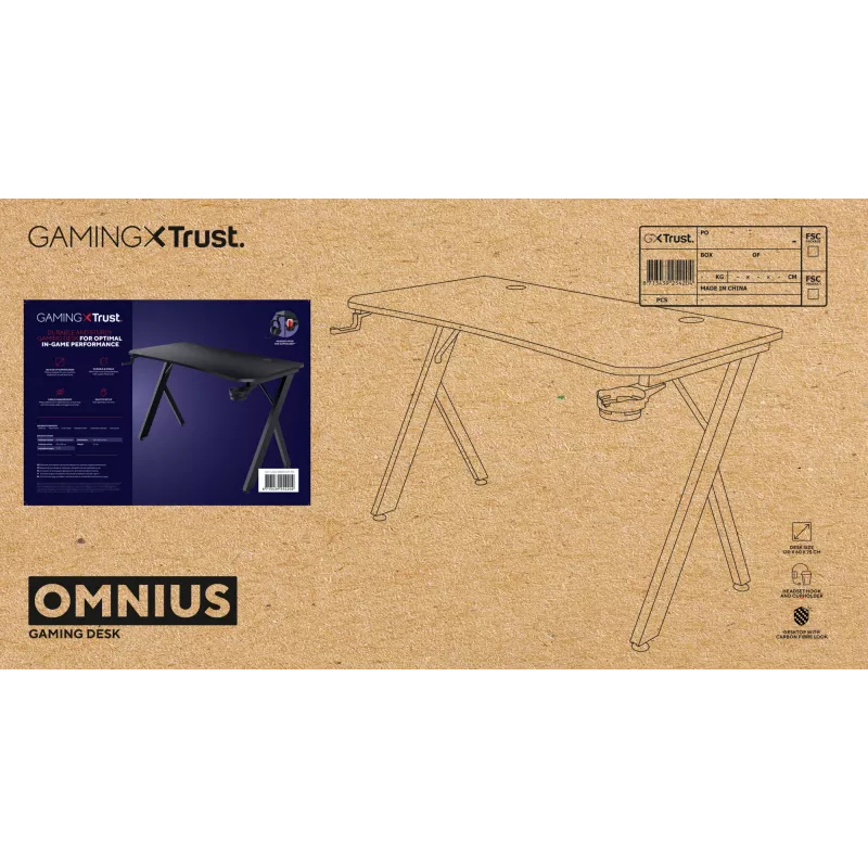 Mesa Trust GXT 710 Luminus Pro negra rectangular ABS/PC 1200x600x740mm