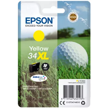 Epson Golfball Unidad individual amarillo 34XL DURABrite Ultra tinta, alto rendimiento (XL), amarillo, tinta pigmentada, 10,8 ml, 1 ud., 950 páginas