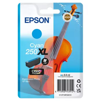 Epson 250XL Violin Claria Photo HD alto (XL) rendimiento cian Original tóner, 1 ud., 8.9 ml