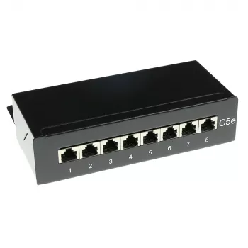 Caja de patch panel CAT5E blindada de superficie 8 puertos ACT FA5001, 173×44×109 mm