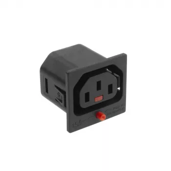 ACT C13 IEC Lock Net Entree (1x salida) - negro, PA135015BK, C13, negro, rojo, conector hembra, recto, termoplástico, 2000 V